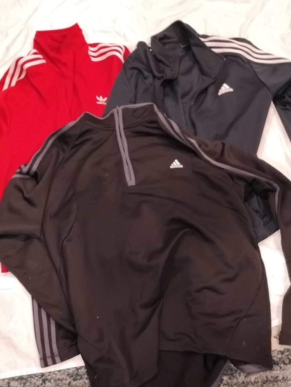 adidas Men's 1/4 Zip Training Pullovers - Black, Red, Navy Blue